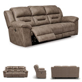 Signature Design by Ashley Stoneland Faux Leather Power Reclining Sofa, Light Brown Signature Design by Ashley