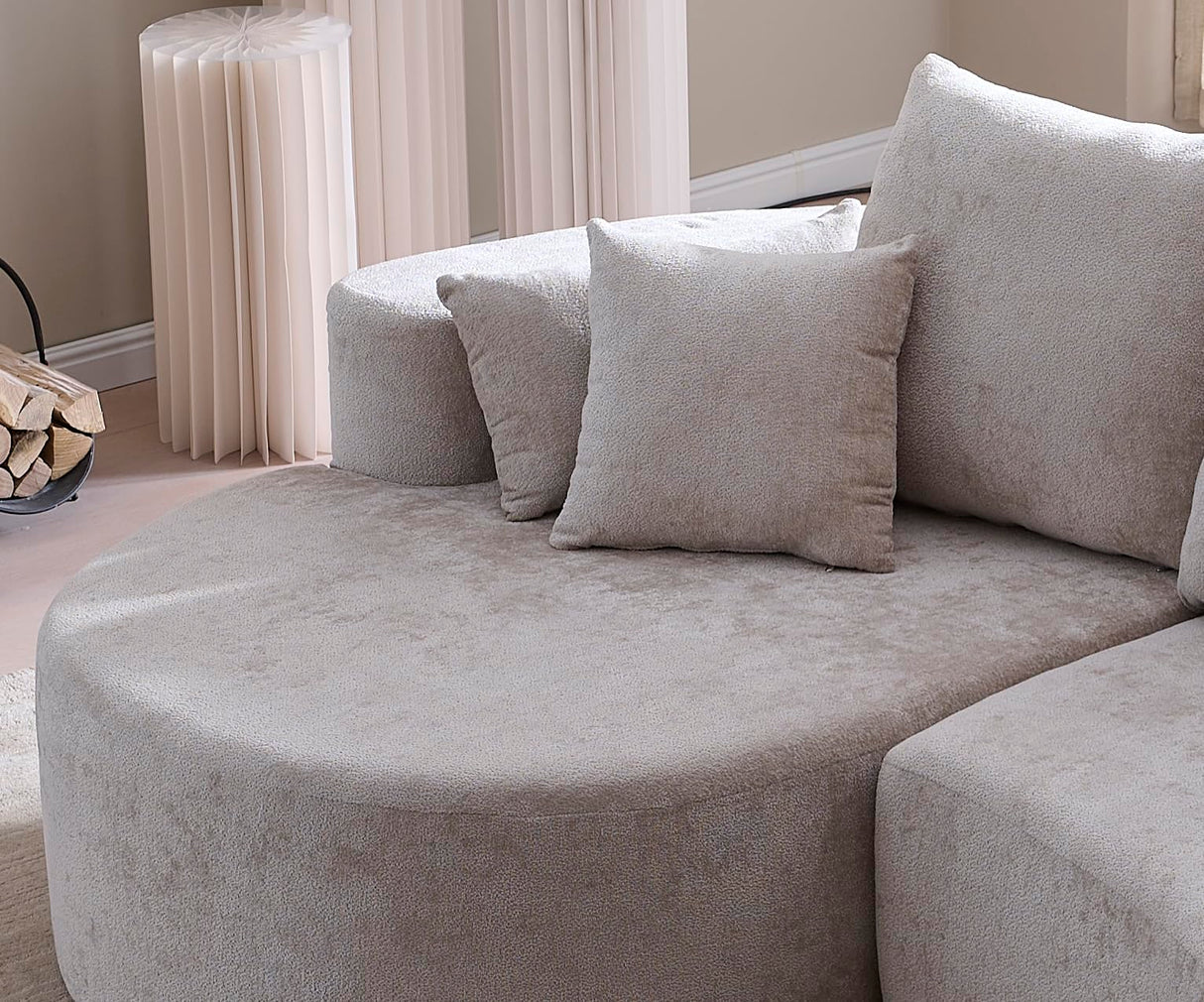 Christopher Knight Home Carden 106" Curved Modular Sectional Sofa, Comfy Sofa Couch with Chaise Lounge, Modern Cloud Couch with Deep Seat, Fabric Upholstered Set for Living Room Bedroom, Silver Lining Christopher Knight Home
