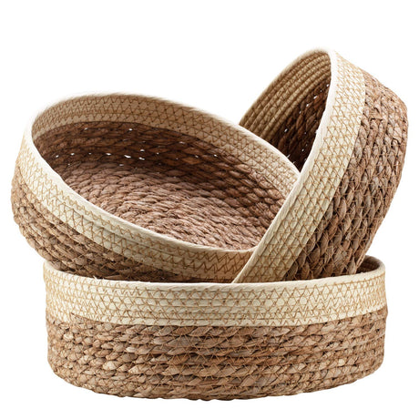 Round Rattan Baskets Set for Organizing Wicker Storage Basket for Fruit, Bread Serving Decorative Gift Baskets Empty, Countertop Baskets for Pantry and Bathroom Unistyle