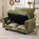 liuyefisher 53'' Loveseat Sofa with All Seats Storage, Modular Sectional Couch with Deep Seat,Oversized Comfy Couch with Throw Pillows,Single Sofa Chair for Living Room,Bedroom,Chenille,Green liuyefisher