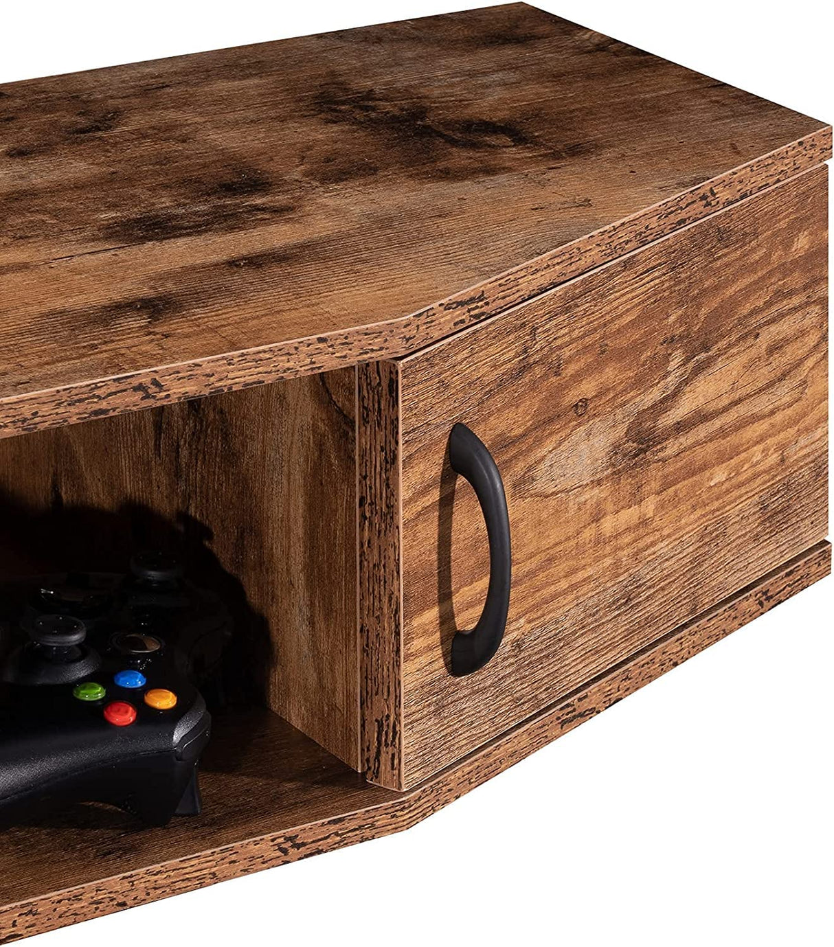 FITUEYES Wall Mounted Floating TV Shelf with Yellow Light, Flaoting Entertainment Center TV Shelf for Under TV, Wall Mounted TV Console Cabinet,70'',Brown FITUEYES