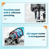 Bonvoisin Electric Hydraulic Hole Puncher Φ1/4"-4/5" 1200W Punching Machine 110V Metal Hole Punch with Carbon Brush 5 Dies for Iron Copper Aluminum Plate Angle Steel Bonvoisin