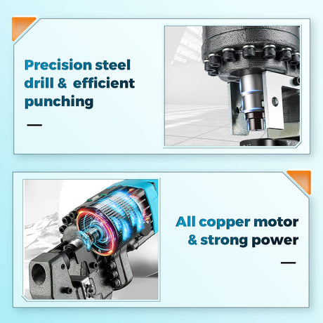 Bonvoisin Electric Hydraulic Hole Puncher Φ1/4"-4/5" 1200W Punching Machine 110V Metal Hole Punch with Carbon Brush 5 Dies for Iron Copper Aluminum Plate Angle Steel Bonvoisin