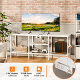 Furologee TV Stand with Power Outlets, Entertainment Center with Open Storage Shelves for TVs up to 55 Inch, TV Media Console Table with Soundbar Shelf for Living Room, Bedroom, White Furologee