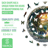 Wooden Puzzles for Adults, 3D Vision Effects Cave Forest Wooden Jigsaw Puzzles for Adults, Unique Shape, Hill Sunset Forest Trail Landscape Wood Puzzles Adult, Home Decor (S-8.5 * 8.4in-100 pcs) Pijesaksa