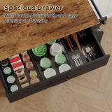 YATINEY Kitchen Island with Storage, Kitchen Storage Cabinets with Charging Station, Kitchen Island on Wheels, Rolling Island Table with Sliding Cabinet Door, Black and Rustic Brown ZD01UBR YATINEY