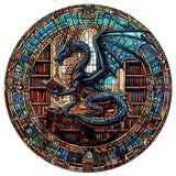 Jollitot Wooden Puzzles Adults, Dragon Library Puzzle 300 Pieces, Unique Animal Shaped Wood Challenging Jigsaw Puzzles Gifts for Adults, 13.4x13.3in Jollitot