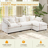 113.4" Modular Sectional Sofa,L Shaped Couch for Living Room,Modern Deep Seat Sofa 3 Seater Chenille Fabric Comfy Cloud Couches with Throw Pillows & Movable Ottoman Hanherry