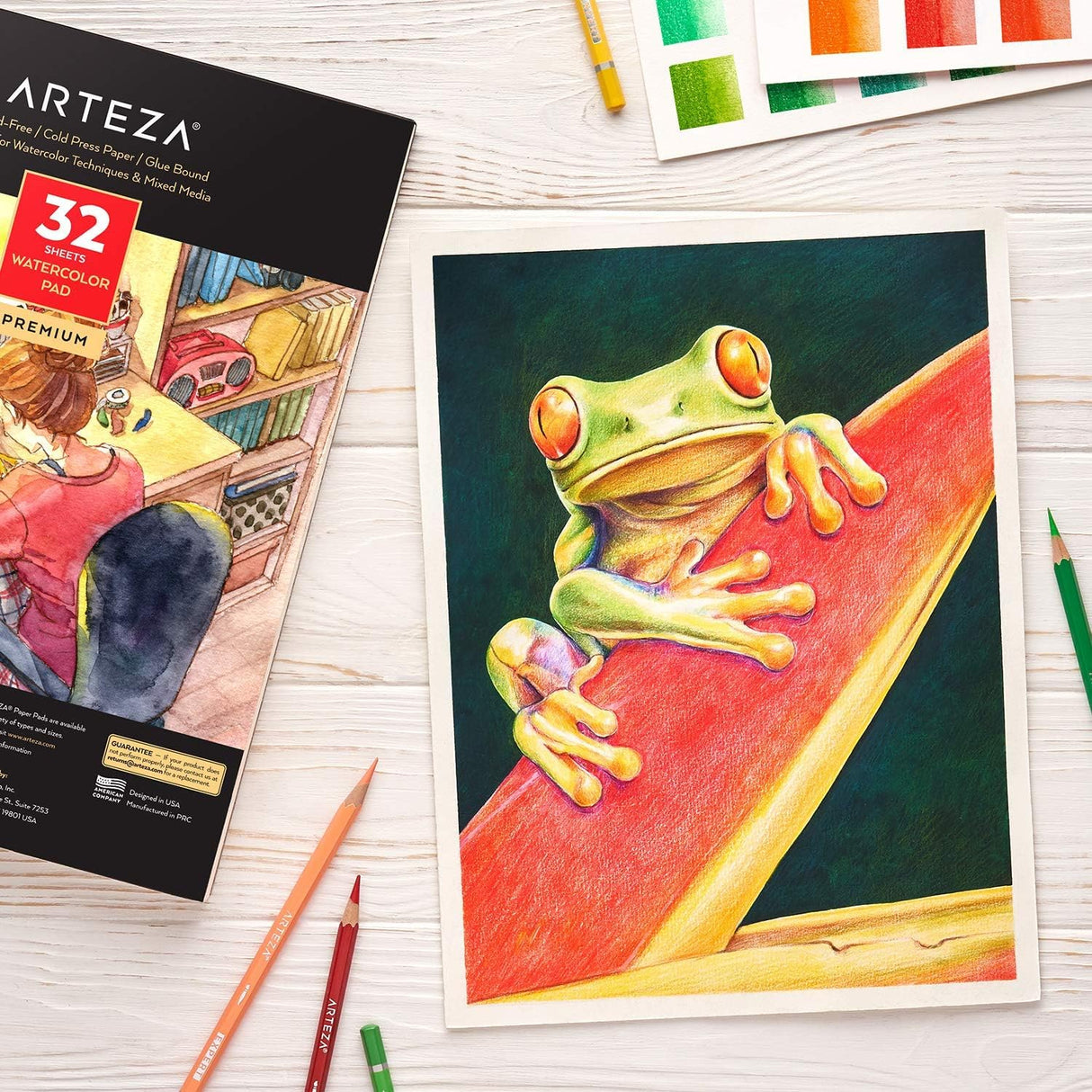 ARTEZA Watercolor Paper, 32 Sheets Each, 9x12 Inch Water Color Paper, 140lb/300gsm, Cold Press, Acid Free Art Paper ARTEZA