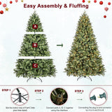 Treepool 5FT Pre-Lit Artificial Christmas Tree with 1014 PE&PVC Mixed Branch Tips, 300 Warm White Lights, Hinged Premium Spruce Fake Xmas Trees, Green, Foldable Base Treepool