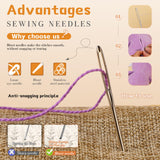 TLKKUE 12 Pcs/3 Sizes Large-Eye Blunt Needles, Stainless Steel Yarn Needle with Needle Threader, Tapestry Needle for Sewing Crochet Knitting Embroidery (Silver) TLKKUE