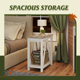 WLIVE Farmhouse End Table, Narrow Side Table with Charging Station, Slim End Table, Side Table for Bedroom, Living Room, Small Spaces, with 2 USB and 2 Power Outlets, 11.8" D x 23.6" W x 23.74" H WLIVE