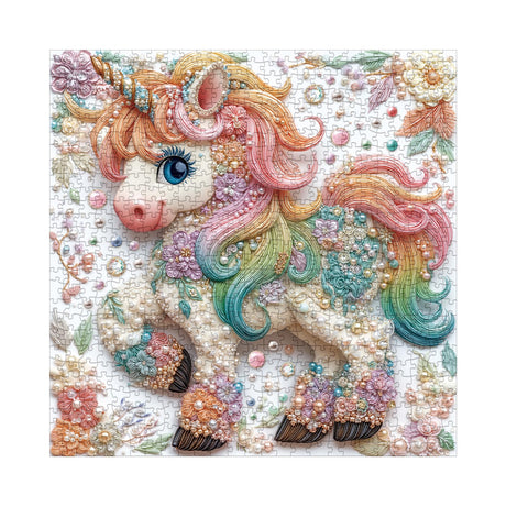 Crystal Unicorn Puzzle for Adults 1000 Pieces, Fantasy Animal Jigsaw Puzzle, Colorful Flower Art Diamond Rainbow Gem Jewel Puzzle BBOLDIN
