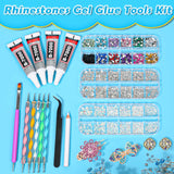 shynek B7000 Jewelry Glue with Rhinestones for Crafts, 6300Pcs Rhinestones with Gems Adhesive for Shoes Cloth Fabric with Picker Pencil for Crafting Diamond Art Graduation Cap Decorations shynek