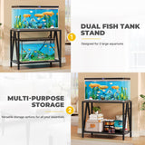 DWVO 10-40 Gallon Fish Tank Stand, Aquarium Stand with 2-Tier Storage Shelf, Heavy Duty Reptile Breeder Turtle Tank Terrarium Rack Table for Home Office, Black, W-Shape DWVO