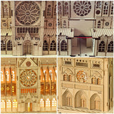 Leopmase 3D Wooden Puzzles for Adults,Notre Dame de Paris Church Model Kit for Adults to Build,Led Light DIY Games Gift on Birthday Christmas,Building Puzzle 266 Pcs Leopmase