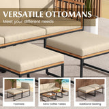 Tangkula 6 Pieces Acacia Wood Patio Furniture Set, Patiojoy Outdoor Sectional Conversation Sofa Set with Cushions, Coffee Table and Ottomans, Patio Seating Sofas for Garden, Poolside, Backyard (Beige) Tangkula