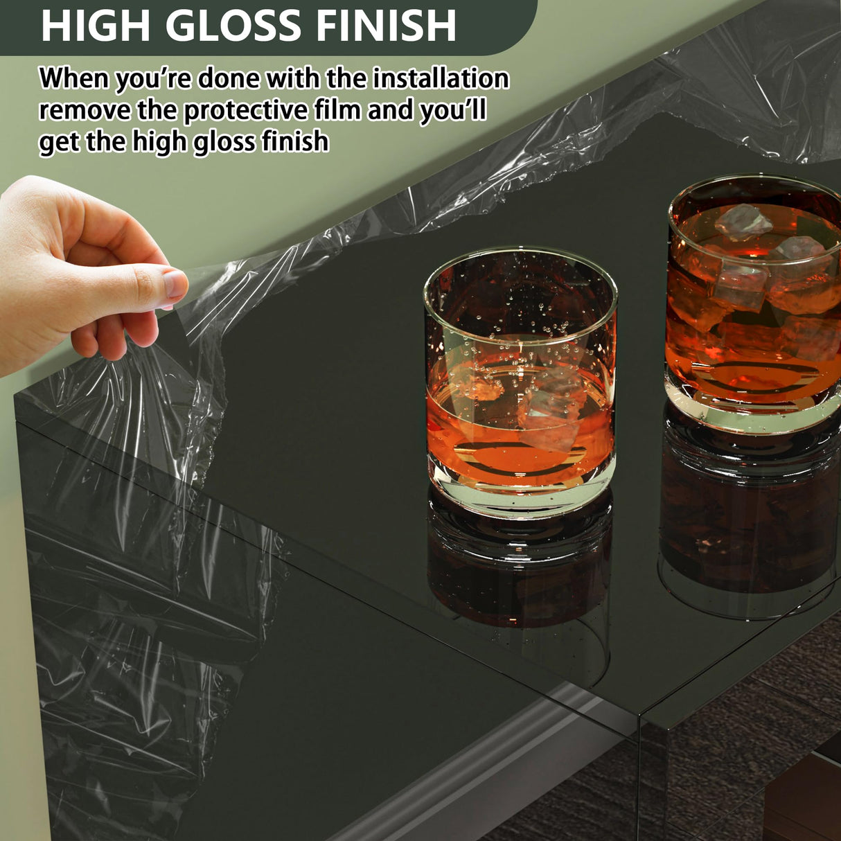 Clikuutory Modern LED 63 inch Long TV Stand with Large Storage Drawer for 50 55 60 65 70 75 Inch TVs, Black Wood TV Console with High Glossy Entertainment Center for Living Room, Bedroom, Black Clikuutory