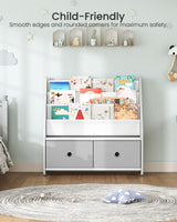 CHOEZON Kids Bookshelf and Toy Storage, 4 Tier Large Capacity Kids Book Rack, Sling Kid Bookcase, for Kids Room, Nursery, Playroom, White and Gray MCW06WT CHOEZON