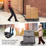 Voipvvii Folding Hand Truck, Portable Heavy Duty Dolly, 6 Wheels Collapsible Luggage Cart with 2 Elastic Ropes - Compact Trolley for Easy Moving - Ideal Hand Cart for Travel and More Voipvvii