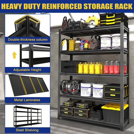 Avanroolux 2500lbs Garage Shelving Units and Storage, Heavy Duty Shelf Rack, 5 Tier Shelves for Garage Storage, Metal Adjustable Shelf for Basement, Warehouse, Supermarket Avanroolux