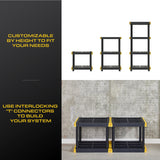 BLACK & YELLOW 4-Tier Heavy Duty Plastic Storage Shelving Unit, 100lbs/shelf (55" x 24" x 20"), for Indoor/Outdoor Organization, Modular Rack, Extremely Durable, Made in The USA [2 Pack] BLACK & YELLOW