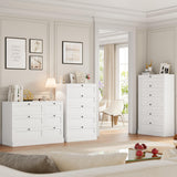 HOSTACK White 6 Drawer Dresser for Bedroom, 52" Tall Dresser & Chest of Drawers, 29" W Wood Drawer Chest, Modern Vertical Storage Cabinet for Living Room, Entryway, Hallway HOSTACK