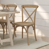 Merrick Lane Bardstown Bistro Style Wooden Dining Chair - Medium Natural White Grain - High X-Back Merrick Lane
