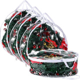 Shappy 4 Pieces Clear Christmas Wreath Storage Container 24 Inches Xmas Wreath Storage Bag Plastic Christmas Garland Container with Dual Zippers and Reinforced Handles for Xmas Seasonal (Clear) Shappy