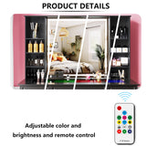 Wildhome Vanity Desk with Mirror and Lights, Glass Top Dressing Table with 9 Drawers, Makeup Vanity with Storage Bench, European Style Vanity, Adjustable Brightness Vanity for Bedroom(Black) Wildhome