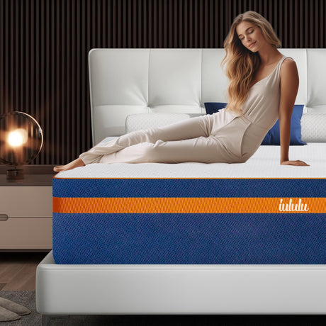 IULULU 14" Cal King Mattress - Luxury 6 Premium Pressure Relieving Layers for Back Pain, Cooling Gel Mattress in a Box with Bamboo Charcoal Foam, 365 Night Trial, Made in USA CertiPUR-US Certified IULULU