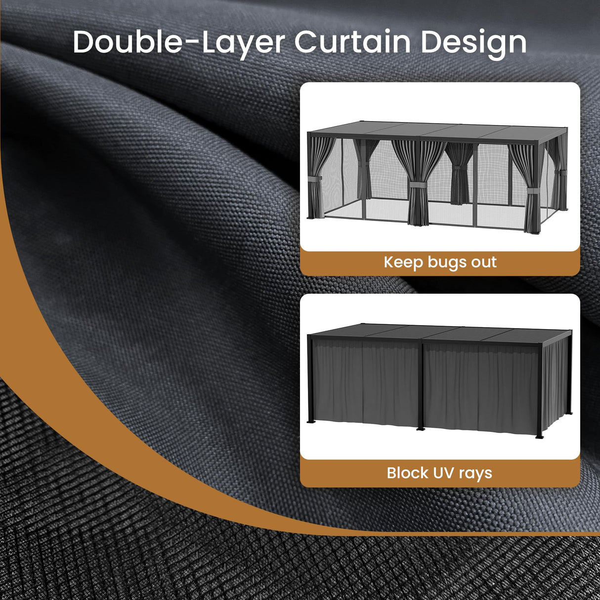 SUNBURY 10'X 20' Louvered Pergola, Aluminum Outdoor Pergola with 4 Adjustable Roof, All-Weather Use, Netting & Privacy Curtains, Waterproof Patio Shade Cover for Patio, Backyard, Lawn, Garden, Black SUNBURY