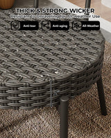 GarveeLife 3 Piece Wicker Patio Bistro Furniture Set, Outdoor Dining Chairs, Includes 2 Rattan Chairs and Tempered Glass Table, for Garden, Backyard, Balcony, Apartment, Black & Grey GarveeLife