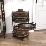 Deco 79 Metal Kitchen Storage Cart Rolling Circular 6 Shelf with Adjustable Shelves, 17" x 17" x 28", Brown Deco 79