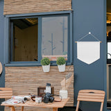 SOUJAP 6 Pcs Blank Canvas Banners, 13 x 13.7 Inch Pin Wall Display Banners with Wooden Dowel and rope, White Canvas Banners Flags for Decorating, DIY SOUJAP