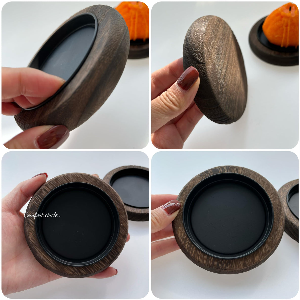 Wood Candle Holder 3 PCS Farmhouse Decor Wooden Pillar Candles Tray for Table Centerpiece Small Decorative Tray Riser Round Wooden Plate Pedestal Stand for Coffee Table for Home Decor Phinicco