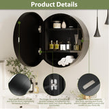 Royal Windsor 20 Inch Round Medicine Cabinet Mirror, Bathroom Mirror Wall Cabinet with Storage and Shelf, Surface Wall Mounted,Arched Cabinet Makeup Vanity Mirror for Bedroom, Black Royal Windsor
