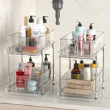 HIHEGD 2 Tier Bathroom Storage Organizer with Dividers, Clear Under Sink Organizers and Storage Pull Out Cabinet Organizer for Bathroom Kitchen Pantry Storage, Medicine Cabinet Organizer HIHEGD