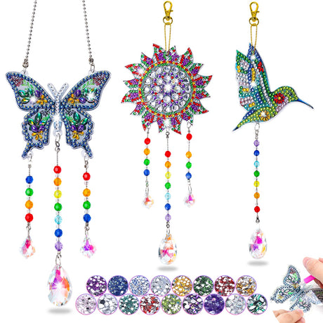 Crafts for Kids Ages 8-12, Birthday Gifts Presents for 6 7 8 9 10 11 Year Old Girls Diamond Painting Kits for Girl Toys Age 5-11 Teen Adults Wind Chimes Crystal Window Suncatcher for Home Garden Decor Anofty