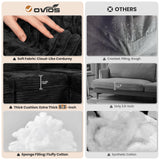 ovios 130.7" Modular Sectional Sofa Couch, U-Shaped Minimalist Couches with Sofa Bed Chaise, Modern Deep Seat Cloud Plush Corduroy Sofas Set for Living Room, 7 Seat, Black ovios