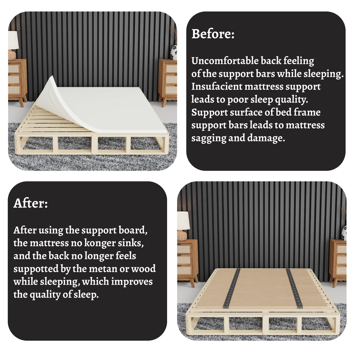 Greaton, Foldable Box Spring, Bunkie Support Board to Minimize, Good for Day, Trundle, Bunkbed & Platform Bed, No Assembly Needed, Queen, Beige Greaton