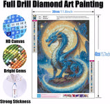 Ekuxom Dragon Diamond Art Kits for Adults, 5D Moonlight Diamond Painting Kits for Adults, DIY Full Round Drill Diamond Dot Gem Art for Craft Home Wall Decor Gift 12x16 inch Ekuxom