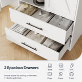 HOOBRO Armoire Wardrobe Closet with 2 Drawers, 70.9" Tall Wardrobe Cabinet with Hanging Rod, 2 Doors Bedroom Armoires, Farmhouse Clothing Storage Cabinet, Wooden Armoire for Bedroom, White HOOBRO