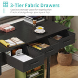 Rolling Standing Desk Adjustable Height with Drawers, 40 Inch Mobile Stand Up Portable Desks on Wheels for Bedroom Home Office, Couch Sofa Side Laptop Table with Storage, Black WINAZ