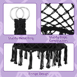 KROFEM Macrame Hammock Hanging Swinging Chair with Medium Cushion, Perfect for Bedroom, Porch, Adults, Balcony, Black KROFEM