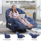 HOMYEDAMIC Power Recliner Chair Rocker Swivel, Comfortable Soft Fabric Shell Shape with Storage 360 Swivel Electric Big Tall Single Reclining Sofa for Adults Living Room Bedroom (ET-Blue) HOMYEDAMIC