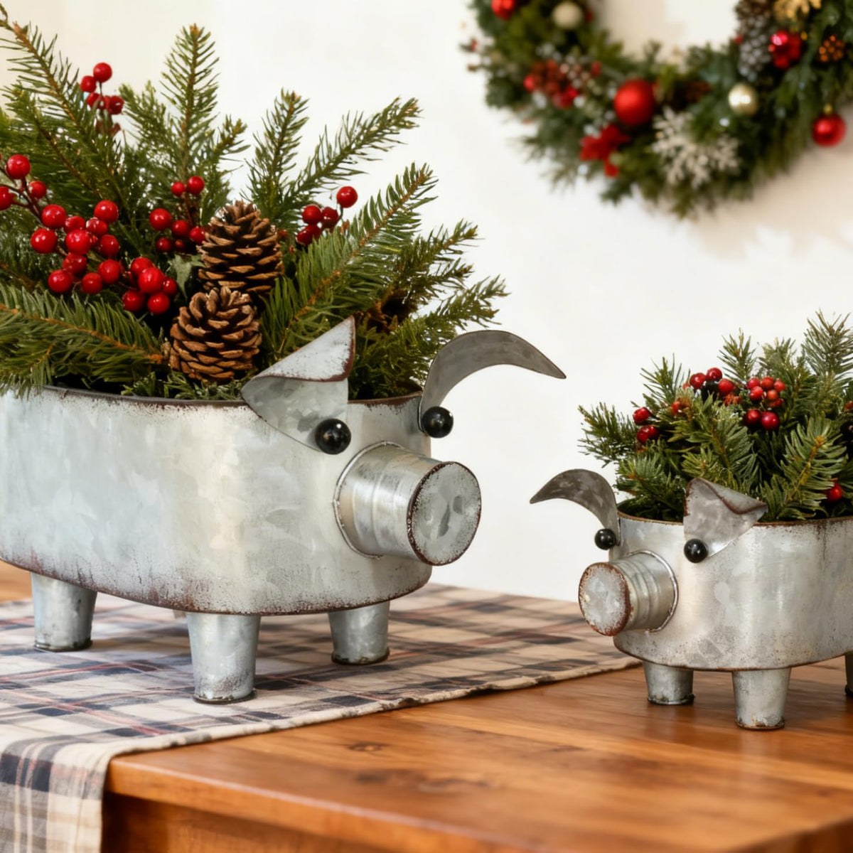 ShabbyDecor Galvanized Metal Pig Bowl Farmhouse Pig Storage Holder for ...