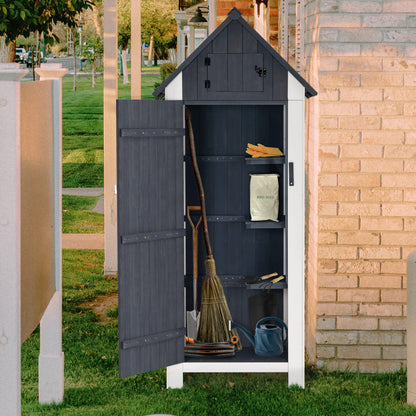 MCombo Outdoor Storage Cabinet Tool Shed Wooden Garden Shed Organizer Wooden Lockers with Fir Wood (70") 0770 (Gray) - WoodArtSupply