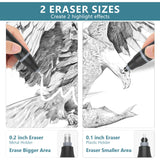 Foyucool Electric Eraser, Battery Operated Automatic Pencil Eraser with 220 Erasers Refills, 2 Erasers Sizes, Comfort Grip Art-Eraser for Drawing, Ideal for Artists, Students, Sketch, Engineers, Black Foyucool