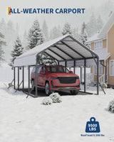 Garveelife 13'x21'x11' Oversized Metal Carport, Steel Heavy Duty Carport for All-Weather, Permanent Shelter for Bass Boats, Pickup Trucks, and Tractors, N.W. 660 Lbs GarveeLife